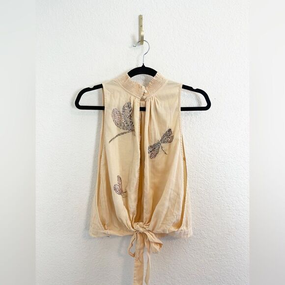 Free People “The garden embroidered crop top” Large. NWT - Picture 4 of 10